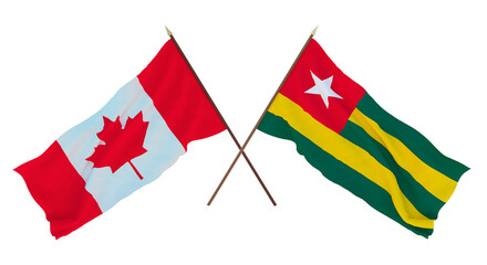 Background for designers, illustrators. National Independence Day. Flags Canada and  Togo