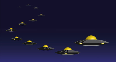 UFO Flying Fade Cartoon Vector Illustration Animation Sequence © bullet_chained