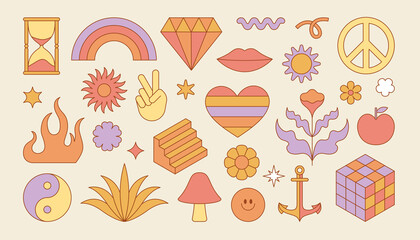 Vector set of design elements, patches and stickers - abstract background elements for branding, packaging, prints and social media posts