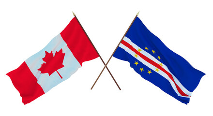 Background for designers, illustrators. National Independence Day. Flags Canada and Cape Verde