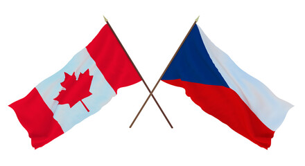 Background for designers, illustrators. National Independence Day. Flags Canada and Czech Republic