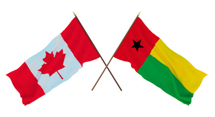 Background for designers, illustrators. National Independence Day. Flags Canada and Guinea-Bissau