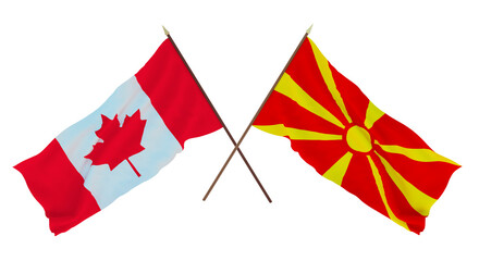 Background for designers, illustrators. National Independence Day. Flags Canada and Macedonia