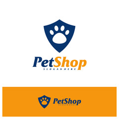 Pet Shield Logo Design Template. Pet logo concept vector. Emblem, Creative Symbol, Icon