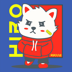 funny cat with costum, best for t-shirt, mascot, sticker and etc