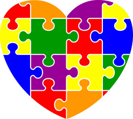 Rainbow puzzle heart. Pride flag. Symbol of the LGBT