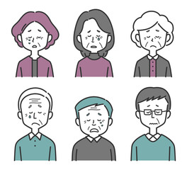 シニア世代男女のセット　泣き顔