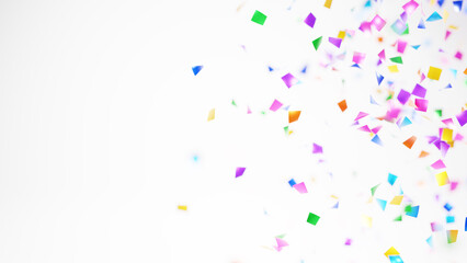 白色の背景にカラフルな紙吹雪。背景画像。