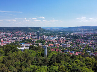Aerial view of the city of Jena in East Germany