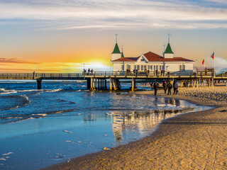 Sunset on the island of Usedom on the Baltic Sea - obrazy, fototapety, plakaty