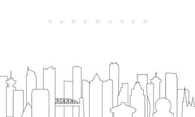 Obraz premium Outline Vancouver skyline. Trendy template with Vancouver city buildings and landmarks in line style. Stock vector design.