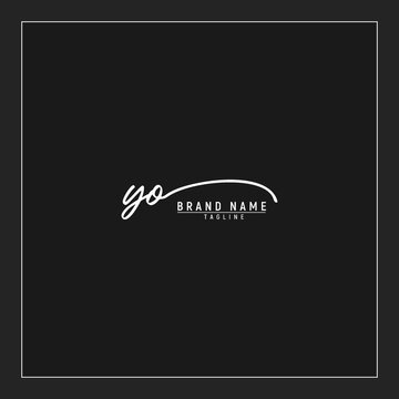 initials YO logo design signature monogram handwriting vector graphic premium illustration