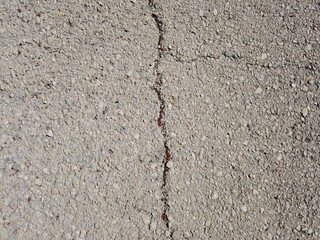 Fractured asphalt road