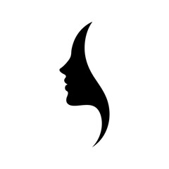Beauty girl face silhouette vector.