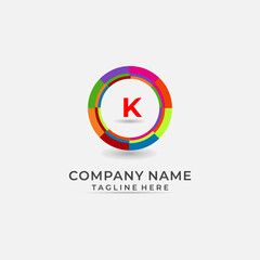 Fototapeta na wymiar letter K Dynamic Segments Of Colored Circle logo