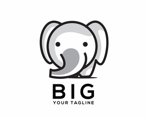 big funny line art elephant logo icon symbol illustration inspiration