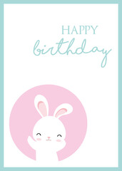 Obraz na płótnie Canvas Birthday card with cute bunny