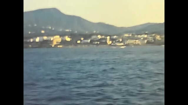 view of the island of procida from the sea from the 1960s
