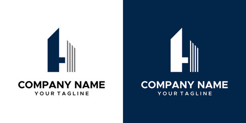 Fototapeta premium an apartment H-themed graphic, on a blue and white background. vector graphics base.
