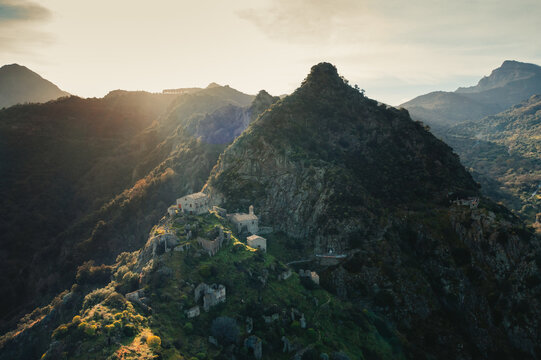 Ancient ruins of Samo on the top of the mountain. Aspromonte Calabria