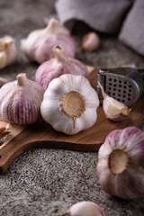 Fresh organic garlic on table