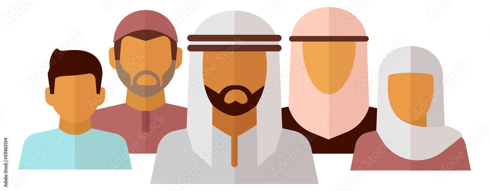 Canvas Prints Muslim people portrait. Islamic men and women