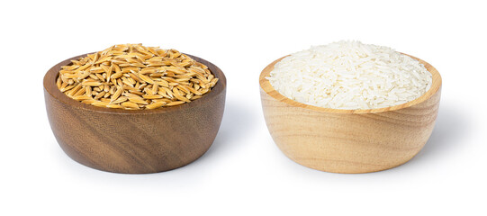 rice in a bowl isolated on white