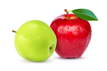 red and green apples isolated on white