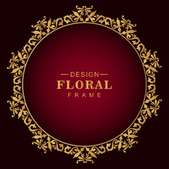 Classic golden luxury circular floral frame design
