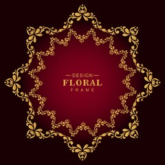 Beautiful decorative golden luxury circular floral frame background