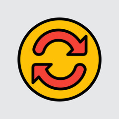 Synchronize icon in filled line style about user interface, use for website mobile app presentation