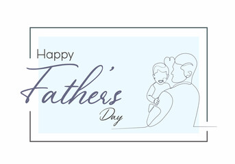 Father with Children for Father S Day Celebration Line Art Drawing Illustration 