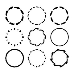 Set of vector round frames isolated on white background. Minimalistic design frames for greeting cards, invitations, posetrs, logos, web.