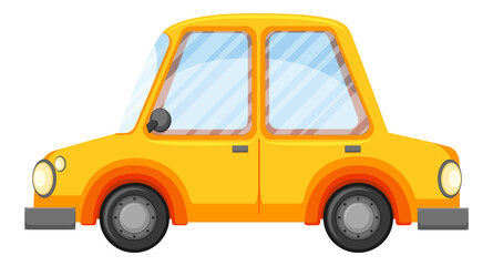 Isolated yellow car in cartoon style