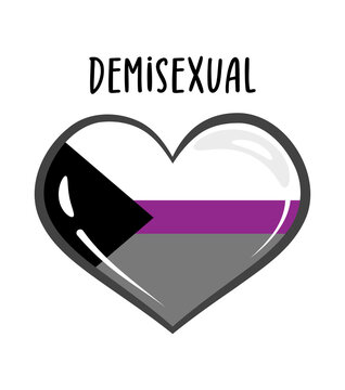 Demisexual heart symbol - Rainbow heart sticker Pride Banner. LGBT Flag colors. Happy Pride Month Vector Illustration. LGBTQ plus community festival icons.