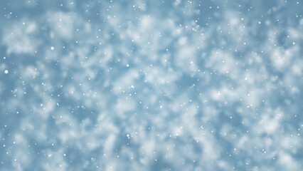 Snowflakes Blue Background. Blue winter background with white snowflakes and particles.