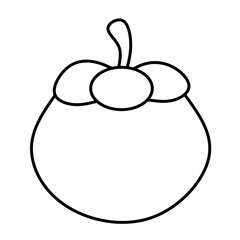 Single mangosteen line icon in linear style isolated on white background. Pictogram symbol and illustration for logo. Thin black line vector.
