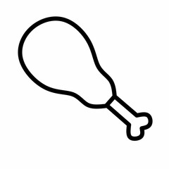Single fried chicken line icon in linear style isolated on white background. Pictogram symbol and illustration for logo. Thin black line vector.