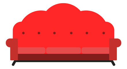 Red sofa icon. Cozy home furniture. Relax symbol