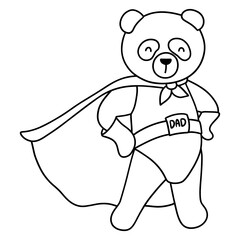 cartoon daddy panda, super dad panda, Father day concept