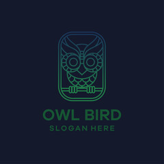 Owl bird gradient monoline style logo template