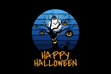 Halloween retro vintage landscape design