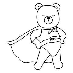 cartoon daddy bear, super dad bear, Father day concept