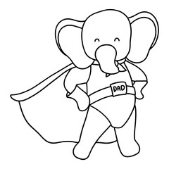 Obraz premium cartoon daddy elephant, super dad elephant, Father day concept