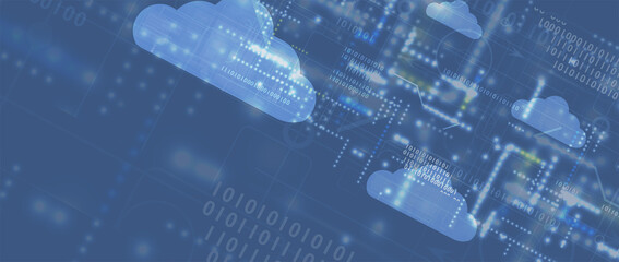 Cloud technology. Integrated digital web concept background