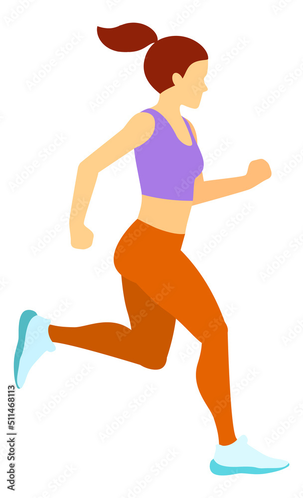 Wall mural Active young woman in leggins and sneakers jogging