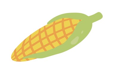 Hand drawn Corn in cartoon style. Healthy food elements. Vector illustration isolated on white background