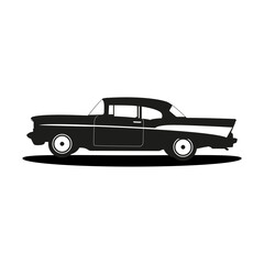 Retro Car. Black and white retro car. Vector illustration. Vector car