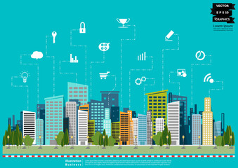 Fototapeta premium Illustration business.design modern idea and concept think creativity. for brainstorm,Social network,success,plan,think,search,analyze,communicate, futuristic idea innovation technology.