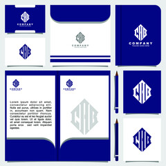 Creative letter monogram logo design with stationery template